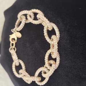 J CREW Elegant Gold Tone With Small Jewels  Chain Bracelet